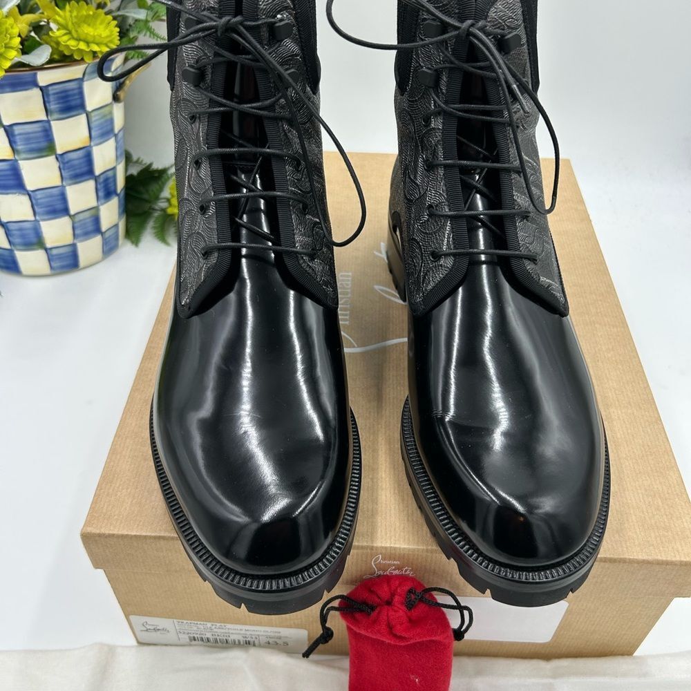 Men's Christian Louboutin Trapman leather boots size 43.5 made in Italy - Picture 3 of 10